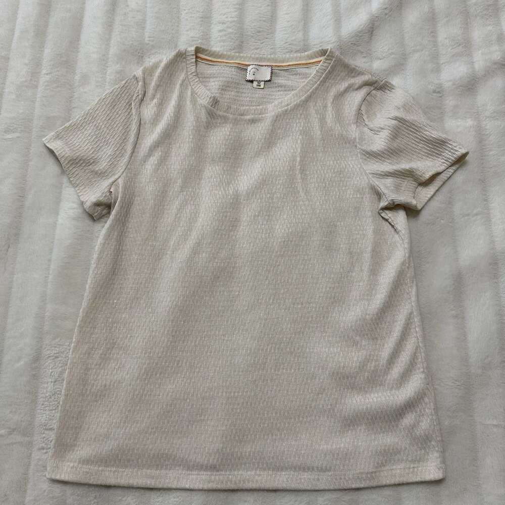 By Anthropologie Cream T-Shirt Women’s Size M